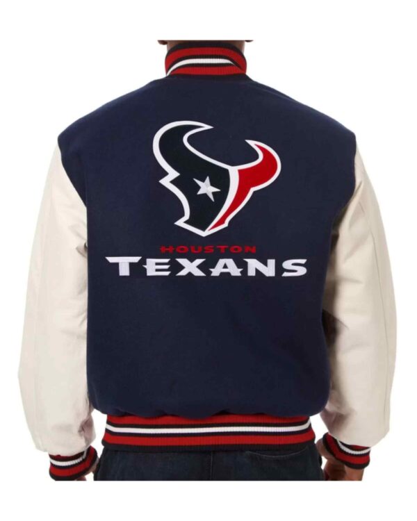 NFL Team Houston Texans Navy And White Varsity Jacket