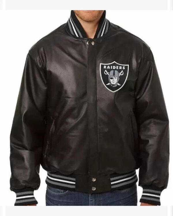 NFL Team Las Vegas Raiders Black Leather Jacket