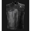 NFL Team Las Vegas Raiders Black Leather Vest