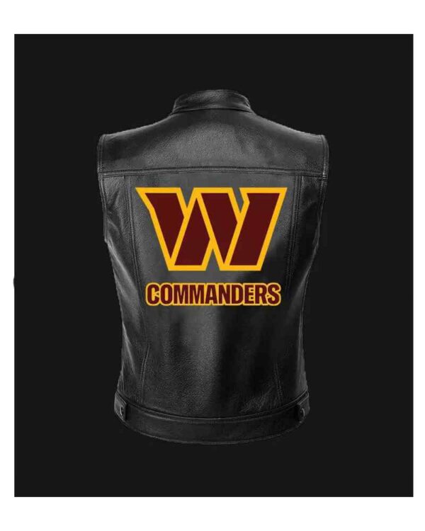 NFL Team Washington Commanders Black Leather Vest