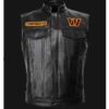 NFL Team Washington Commanders Black Leather Vest