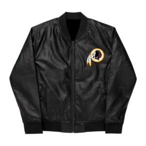 NFL Washington Redskins Black Leather Varsity Jacket