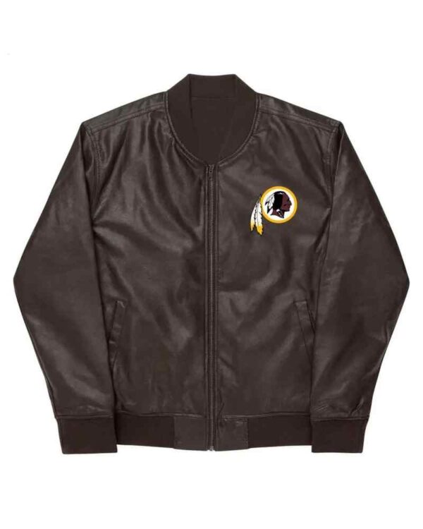 NFL Washington Redskins Brown Leather Varsity Jacket