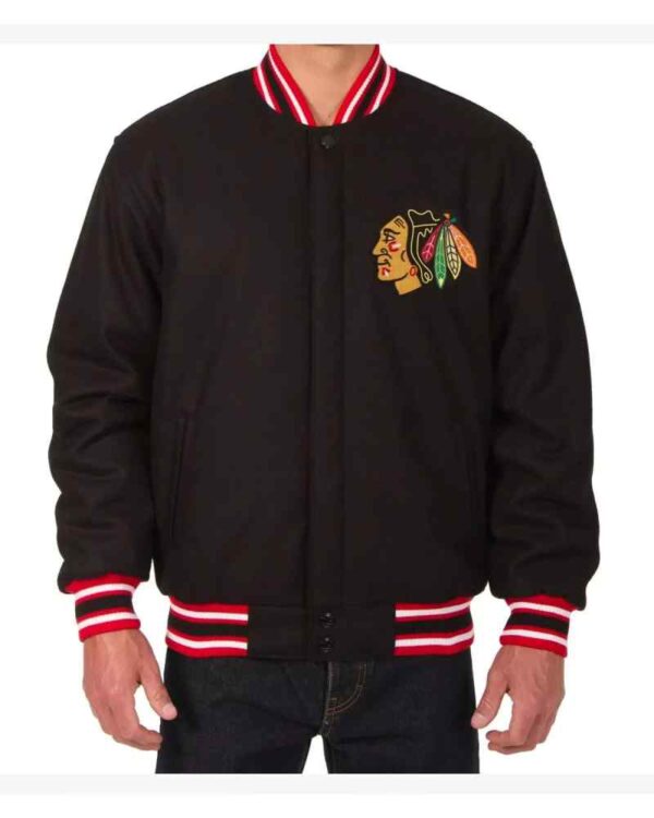 NHL Black Chicago Blackhawks Wool Jacket