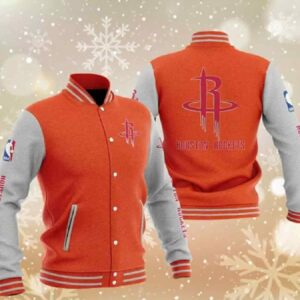 Orange Houston Rockets Varsity Baseball Jacket