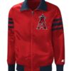Starter Los Angeles Angels The Captain II Red Full-Zip Varsity Satin Jacket