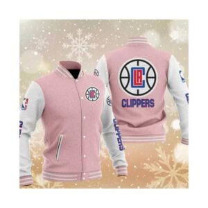 Pink Los Angeles Clippers Varsity Baseball Jacket