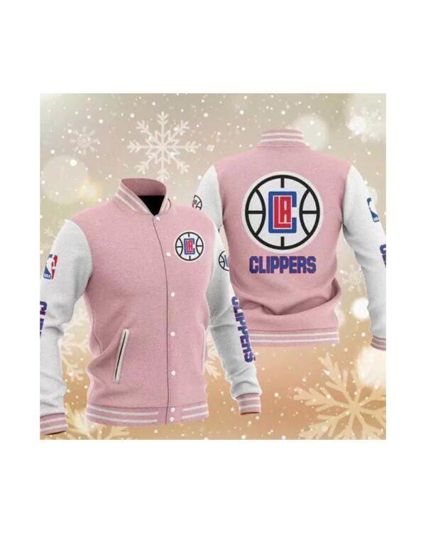 Pink Los Angeles Clippers Varsity Baseball Jacket