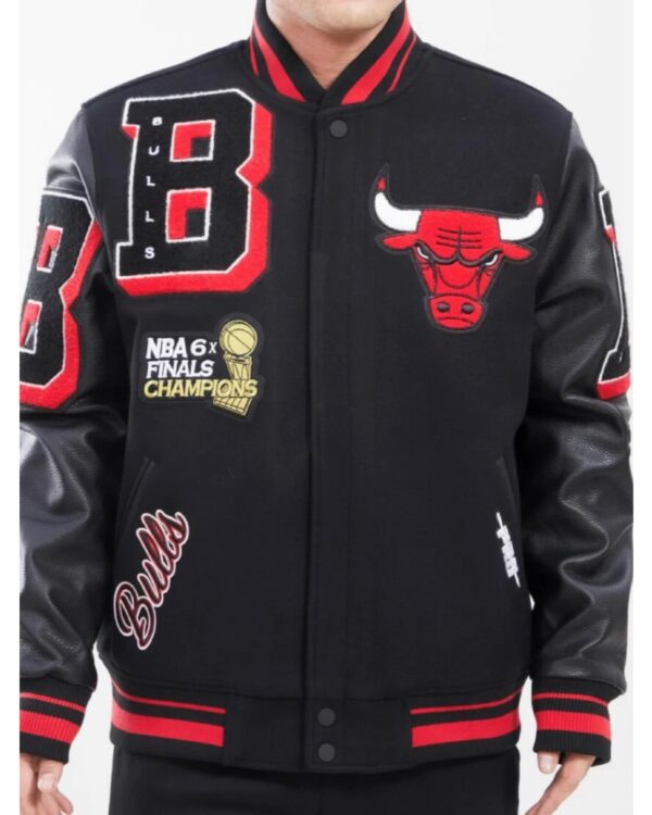 Pro Standard Chicago Bulls Black and Red Varsity Jacket