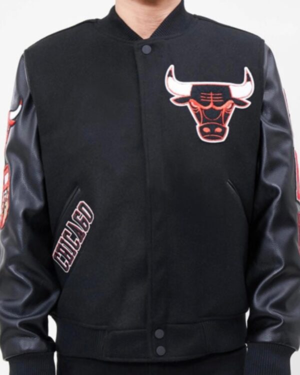 Pro Standard Chicago Bulls Varsity Jacket - Black on Black