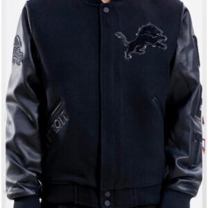 Pro Standard Detroit Lions Varsity Black Leather Jacket