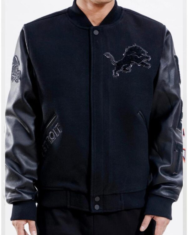 Pro Standard Detroit Lions Varsity Black Leather Jacket