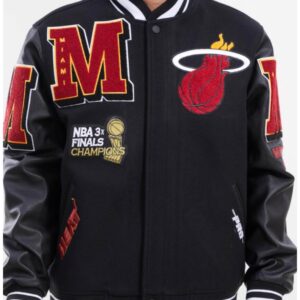 Pro Standard Miami Heat Black and Red Varsity Jacket