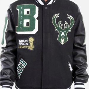 Pro Standard Milwaukee Bucks Black and Green Varsity Jacket