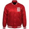 Red Detroit Tigers Old English D Patent Satin Jacket
