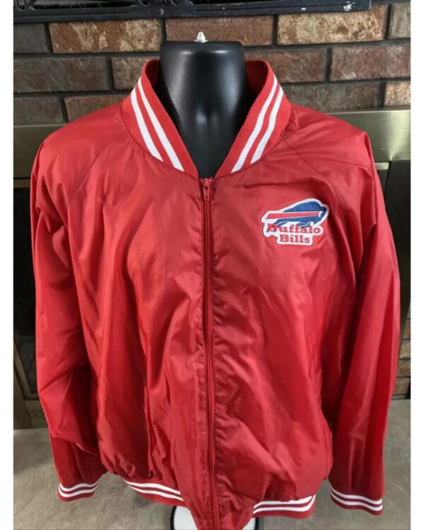 Red NFL Buffalo Bills Baseball Satin Varsity Jacket
