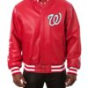 Red Washington Nationals Leather MLB Jacket