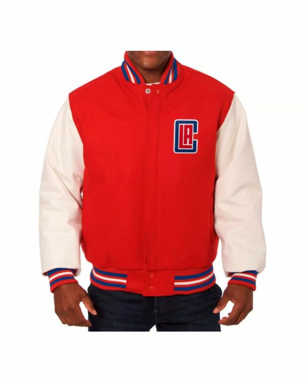 Red White NBA Los Angeles Clippers Varsity Jacket