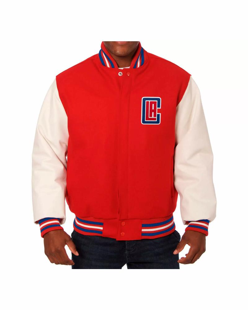 Red White NBA Los Angeles Clippers Varsity Jacket | LA Jacket