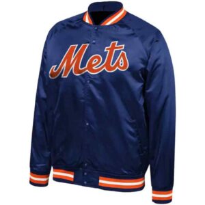 Royal New York Mets Satin Full Snap Jacket