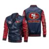 San Francisco 49ers Navy Red Bomber Leather Jacket