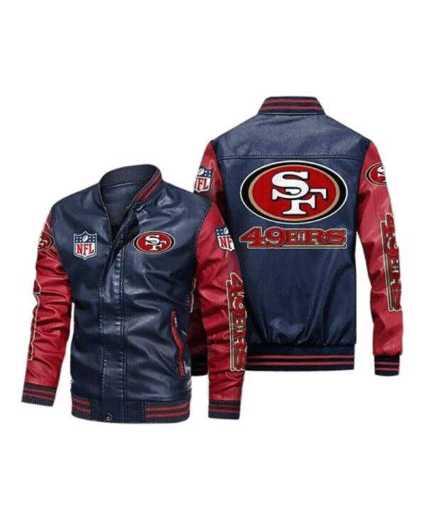 San Francisco 49ers Navy Red Bomber Leather Jacket