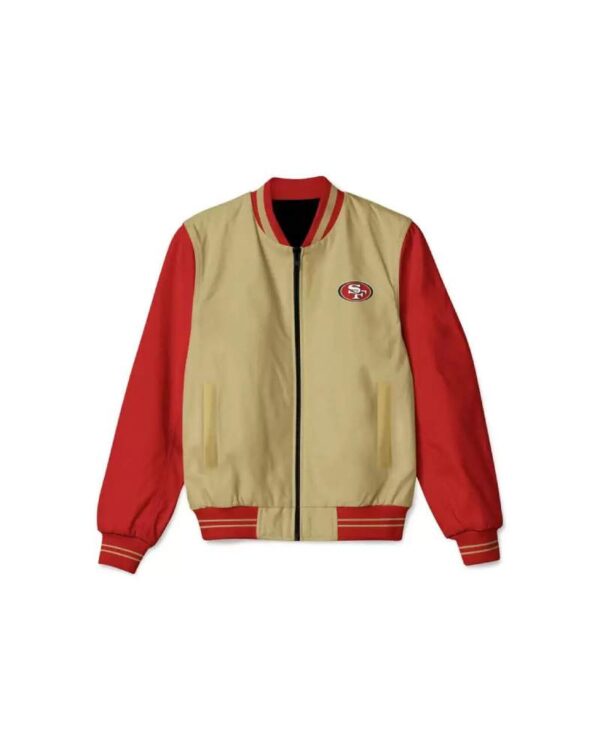 San Francisco 49ers NFL Cream And Red Bomber Jacket