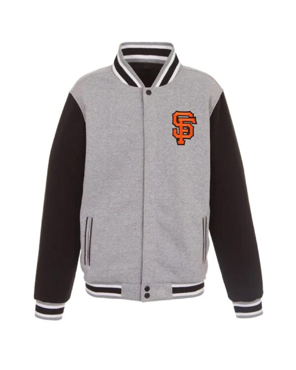 San Francisco Giants Embroidered Black and Gray Varsity Wool Jacket