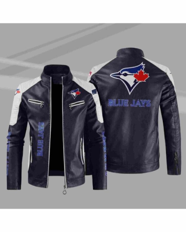 Toronto Blue Jays Block Blue White MLB Leather Jacket