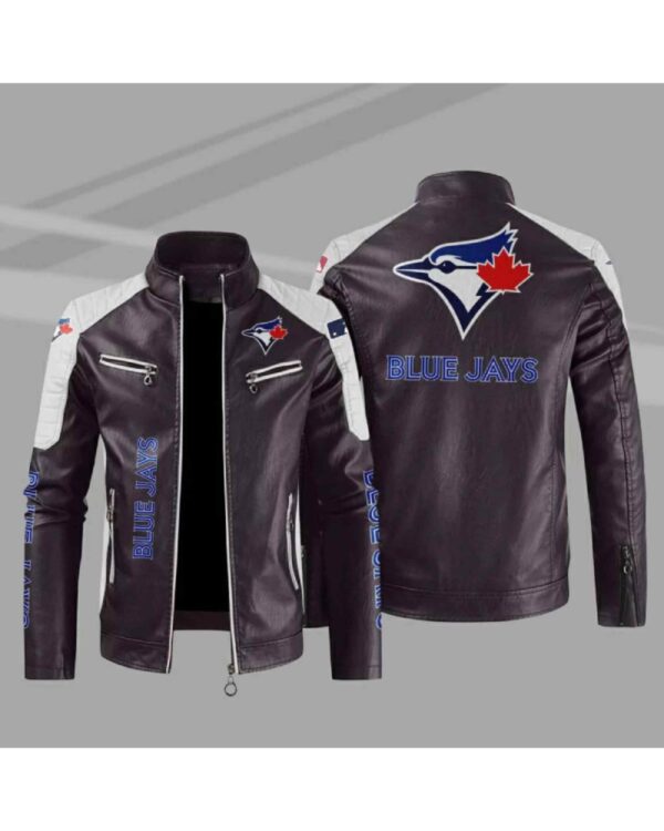 Toronto Blue Jays Block Brown White MLB Leather Jacket