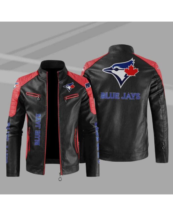 Toronto Blue Jays Block Red Black MLB Leather Jacket