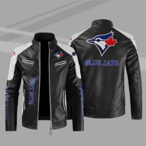 Toronto Blue Jays Block White Black MLB Leather Jacket