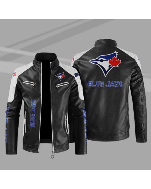 Toronto Blue Jays Block White Black MLB Leather Jacket