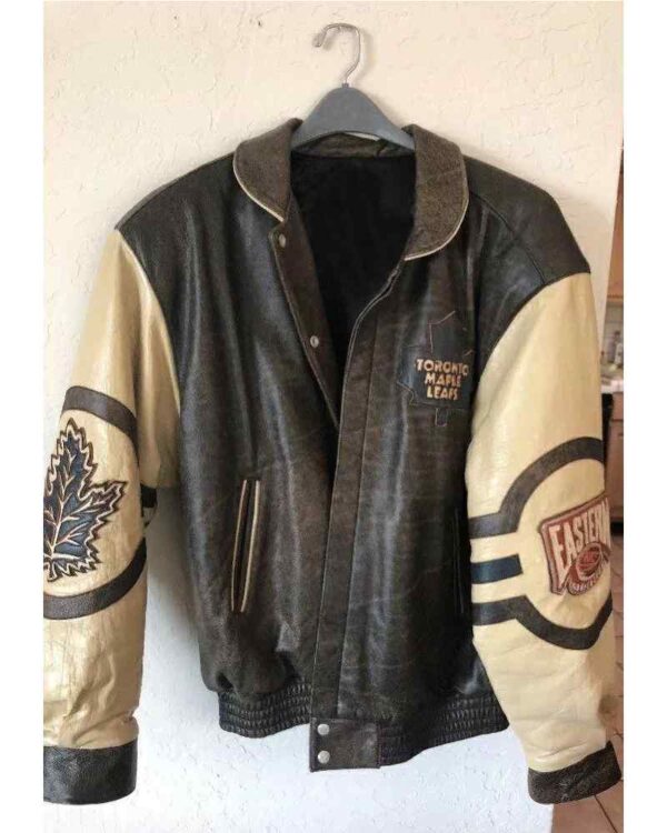 Toronto Maple Leafs Distressed Brown Leather Jacket