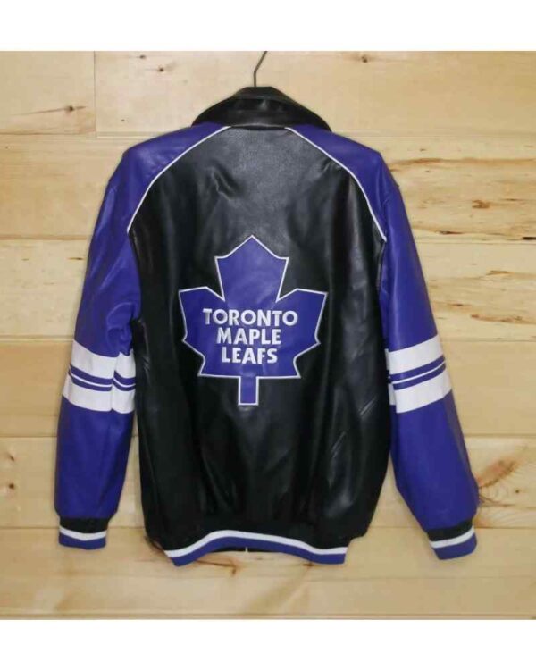 Toronto Maple Leafs Purple Black Leather Jacket