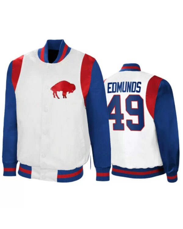Tremaine Edmunds Buffalo Bills NFL White Satin Jacket
