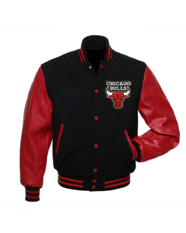 Vintage Black Chicago Bulls Varsity Baseball Jacket