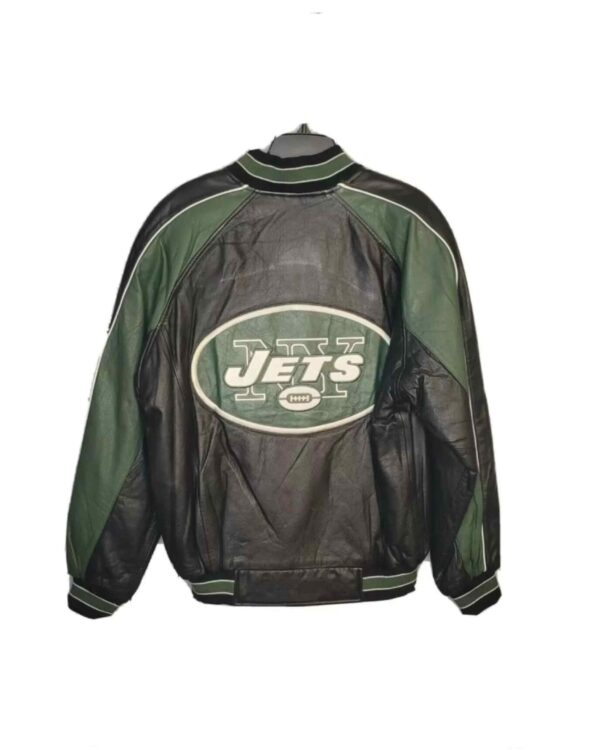 Vintage New York Jets NFL Black And Green Leather Jacket