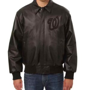 Washington Nationals Black Leather MLB Jacket