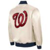 Washington Nationals Cream Zip Satin Jacket