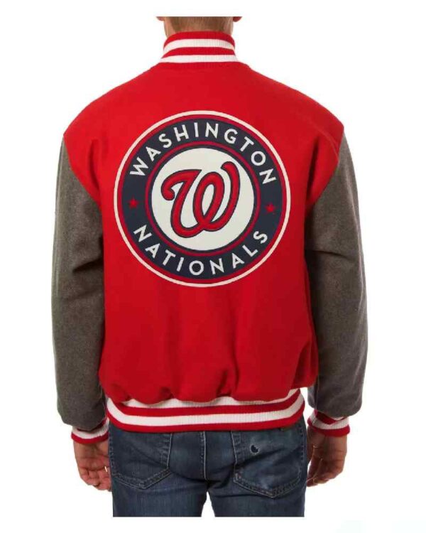 Washington Nationals Two Tone Red Gray Wool Jacket