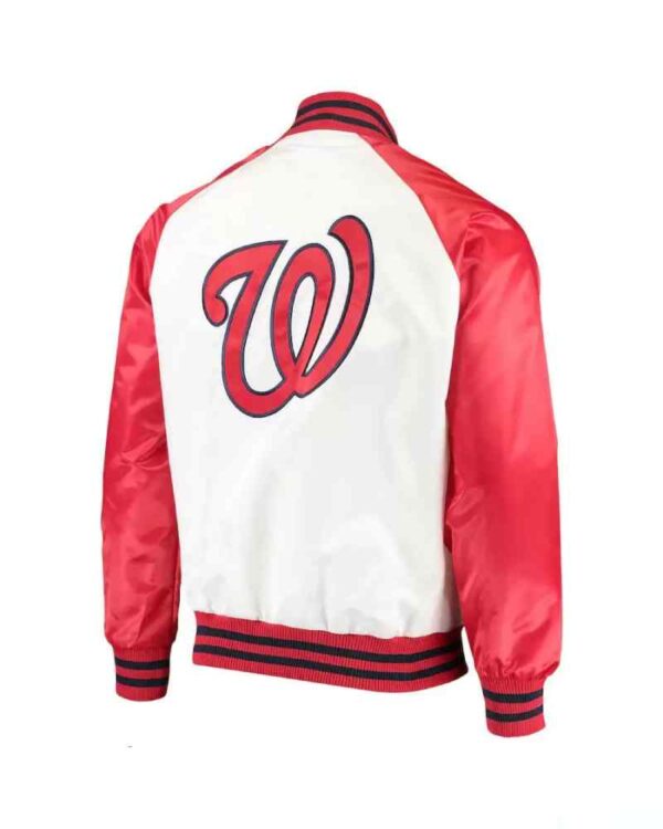 Washington Nationals White Red Hitter Snap Satin Jacket