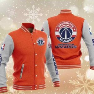 Washington Wizards Orange Varsity Baseball Jacket