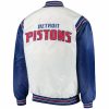 White Blue Detroit Pistons Renegade Satin Jacket