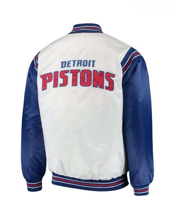 White Blue Detroit Pistons Renegade Satin Jacket