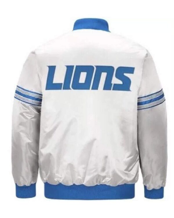 White Detroit Lions NFL Team Satin Jacket