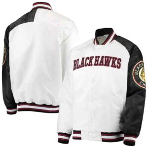 White&Black Chicago Blackhawks Satin Jacket