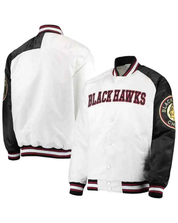 White&Black Chicago Blackhawks Satin Jacket