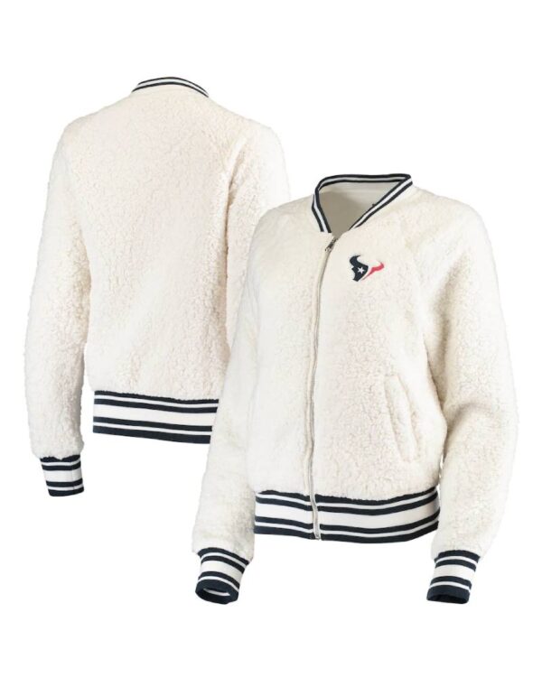 Women's Houston Texans New Era Cream Athletic Sherpa Full-Zip Jacket