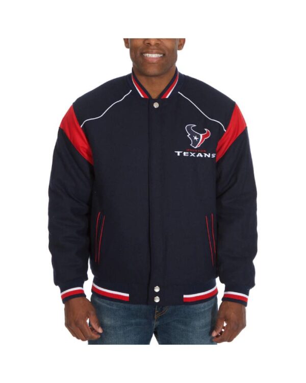 Houston Texans JH Design Navy Reversible Wool Embroidered Jacket